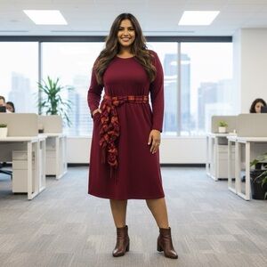 Image Plus Size Dress in Burgundy